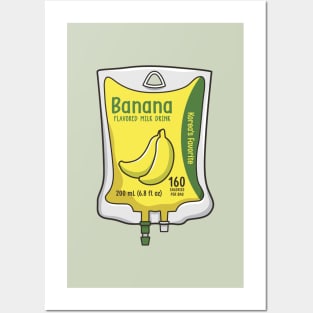 Aesthetic Korean Banana Milk IV Bag for medical and nursing students, nurses, doctors, and health workers who love milk Posters and Art